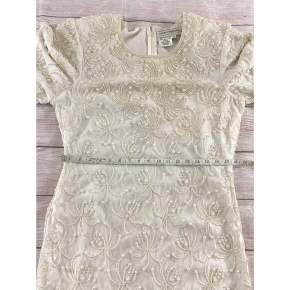 Vintage Gloria Vanderbilt Women's Ivory Lace Beaded Wedding Dress - 1XL - Picture 6 of 13